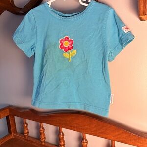 Healthtex Turquoise Tee with Red and Yellow Flower